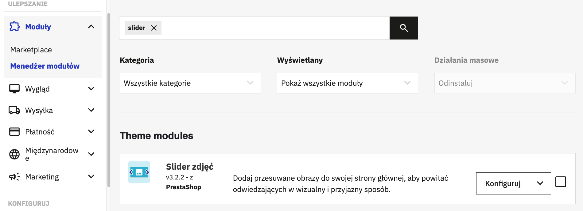 Moduł slider na liście