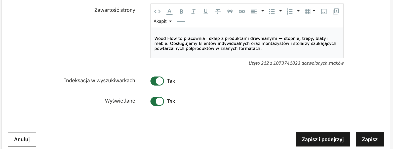 Treść strony CMS