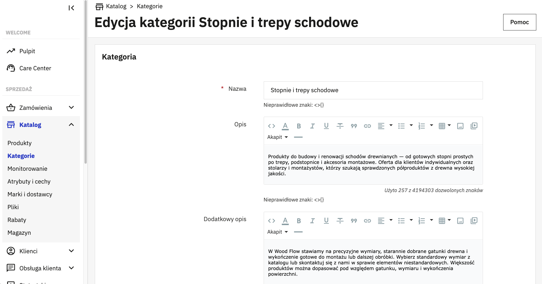 Nazwa i opis kategorii