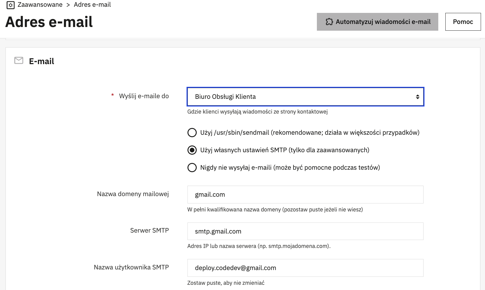 SMTP Gmail: domena, serwer i użytkownik