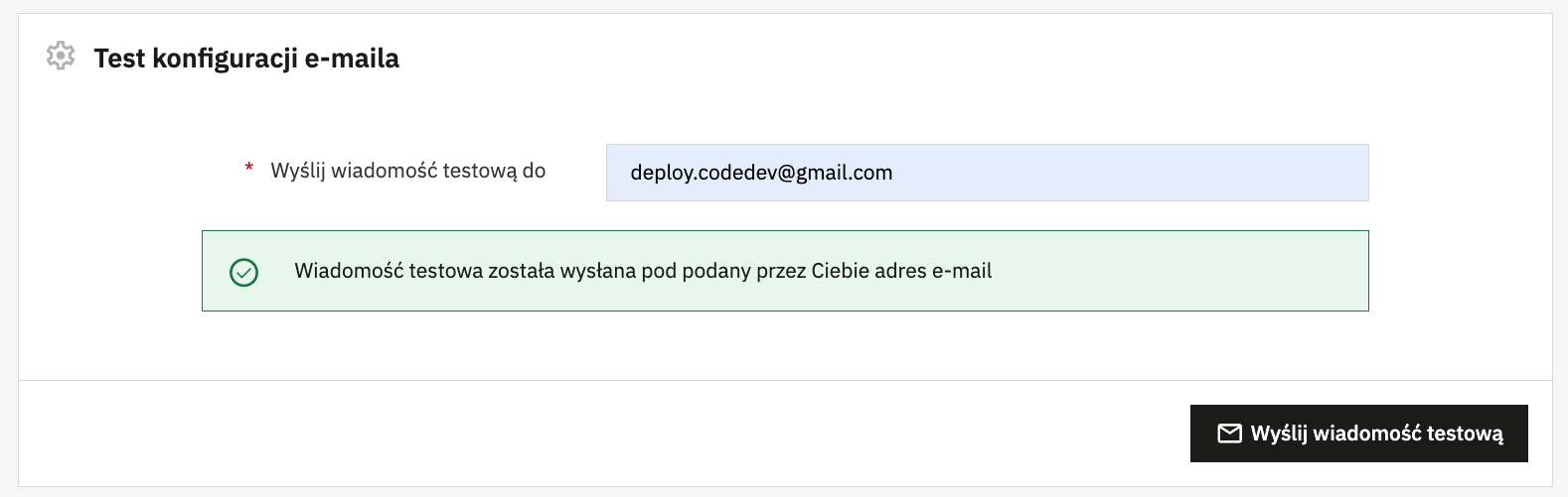 Pomyślny test e-mail SMTP